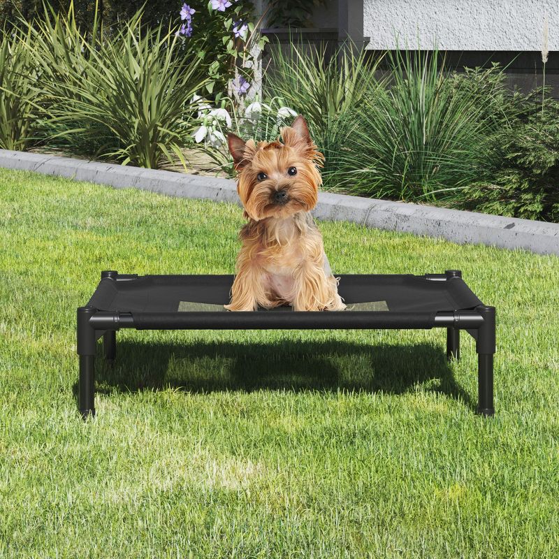 Elevated Dog Bed - 24.5x18.5-Inch Portable Pet Bed with Non-Slip Feet - Indoor/Outdoor Dog Cot or Puppy Bed for Pets up to 25lbs by PETMAKER (Black), 3 of 11