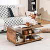 Costway Coffee Table w/ L-shaped Middle Shelf for Living Room Rustic Brown - 2 of 4
