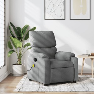 VidaXL Massage Recliner Chair Light Gray Fabric - 1 of 4