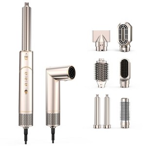 Hillhub Hair Dryer Brush, 7 in 1 Hair Styler High-Speed Flexible Rotating Negative Ionic Multi-Styler, Auto-Wrap Curling with No Heat Damage - 1 of 4