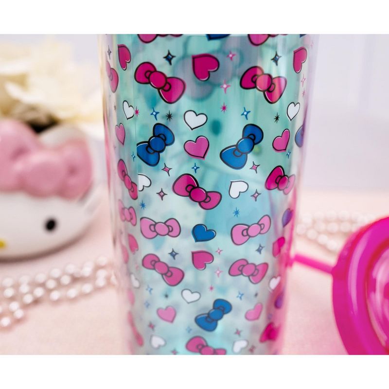 Silver Buffalo Hello Kitty Bows and Hearts Carnival Cup with Lid and Straw | Holds 20 Ounces, 3 of 7