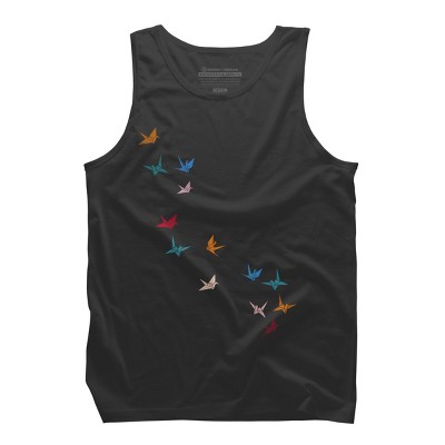 Men's Design By Humans Flying Paper Cranes Birds By Magnussons Tank Top