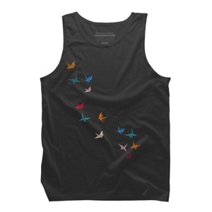Men's Design By Humans Flying Paper Cranes Birds By Magnussons Tank Top - 1 of 3
