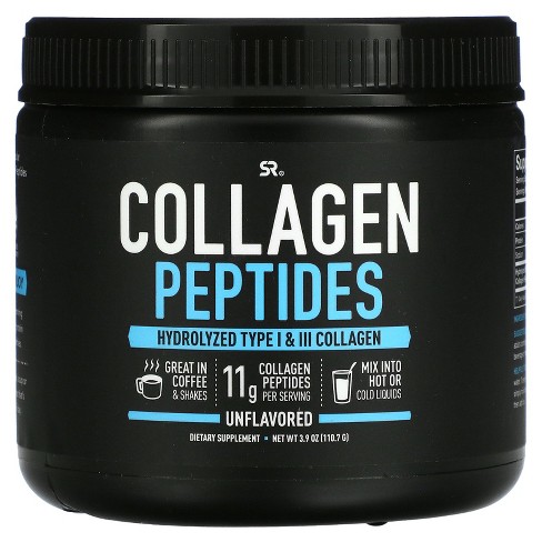 Sports Research Collagen Peptides, Hydrolyzed Type I & III Collagen,  Unflavored, 3.9 oz (110.7 g)