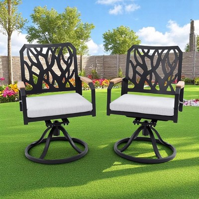 2-Piece Outdoor Swivel Rocker Patio Chairs with Sunbrella Cushions, 360° Swivel & Rocking & Ergonomic Back outdoor chair set