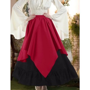 Whizmax Women's Halloween High Waisted Short A-line Flare Gothic Mini Black Red Plaid Pleated Skirt Dress Red M - 1 of 4