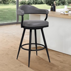 Armen Living Justin Barstool Gray and Black 30 in. Seat Height - 1 of 4