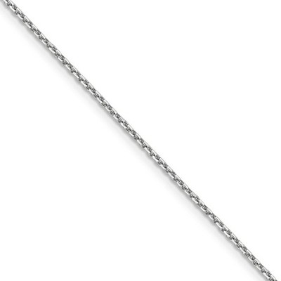 Black Bow Jewelry 1.4mm, 14k White Gold, Diamond Cut Solid Cable Chain Necklace