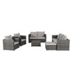 6 Piece Outdoor Wicker Rattan Patio Furniture Set All Weather Sectional Sofa Conversation Set with Glass Table Cushions and Pillows - 4 of 4