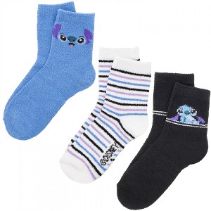 Womens Lilo & Stitch Chillin Fuzzy Crew Socks 3-Pair Box Set - 1 of 4