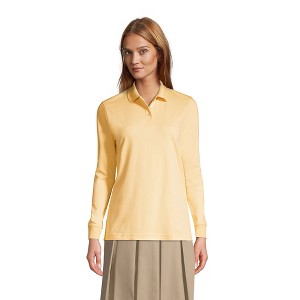 Lands' End School Uniform Women's Long Sleeve Interlock Polo Shirt - 1 of 4