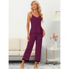 cheibear Women's Soft Cami Top and Capri Lace Trim Sleeveless Summer Pajama Set - 2 of 4