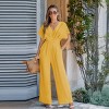 Women's Breezy Crinkled Chiffon Surplice Neckline Wide Leg Jumpsuit - Cupshe - 3 of 4
