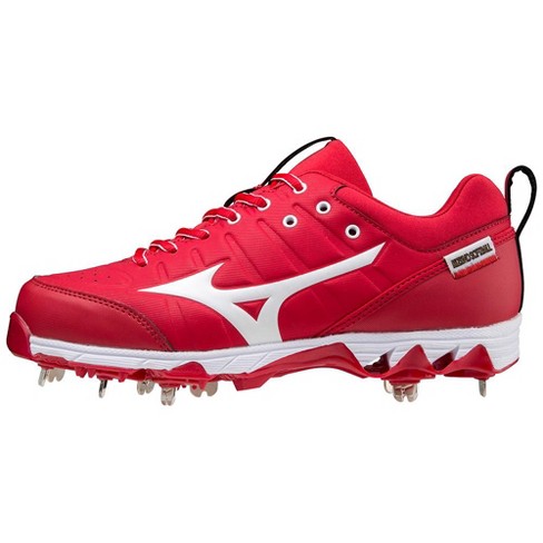 Red mizuno metal softball cleats on sale