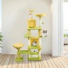 TopComfy Pet Tower Yellow Flower Cat Tree Large Condo Removable Flower Cushion Soft Hammock Durable Scratching Post for Cats, Yellow, 23.6"*18.9"*71" - 2 of 4