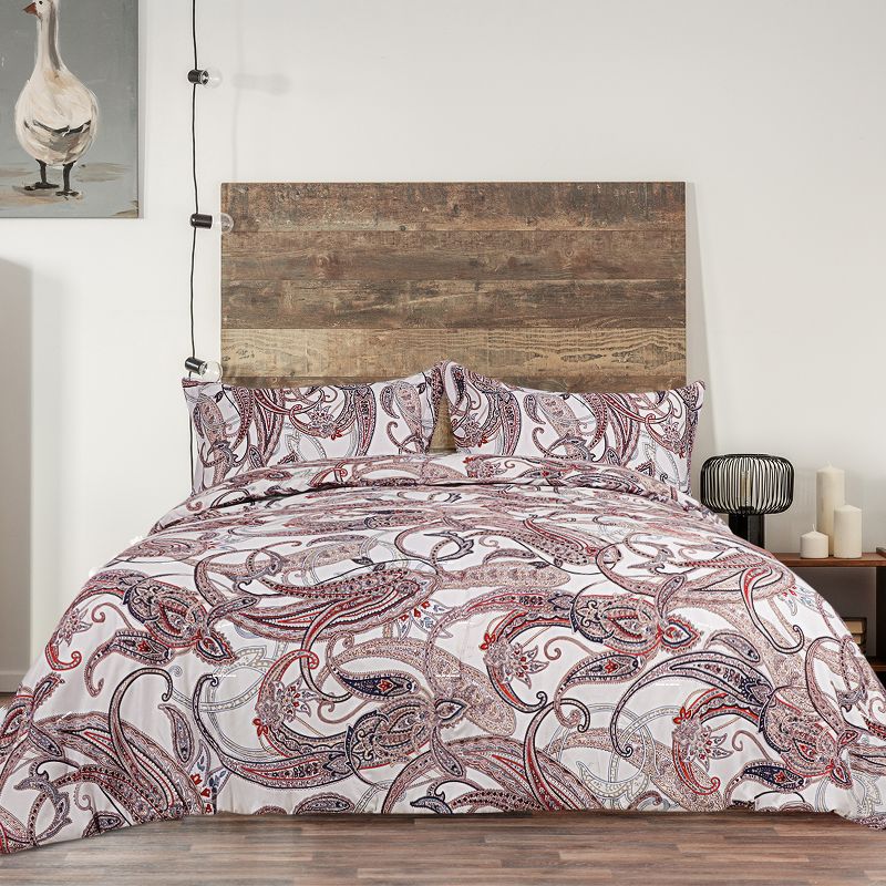 PiccoCasa Soft Lightweight Comforter Sets Luxury Paisley Floral Pattern Duvet with 2 Pillowcases, 2 of 6