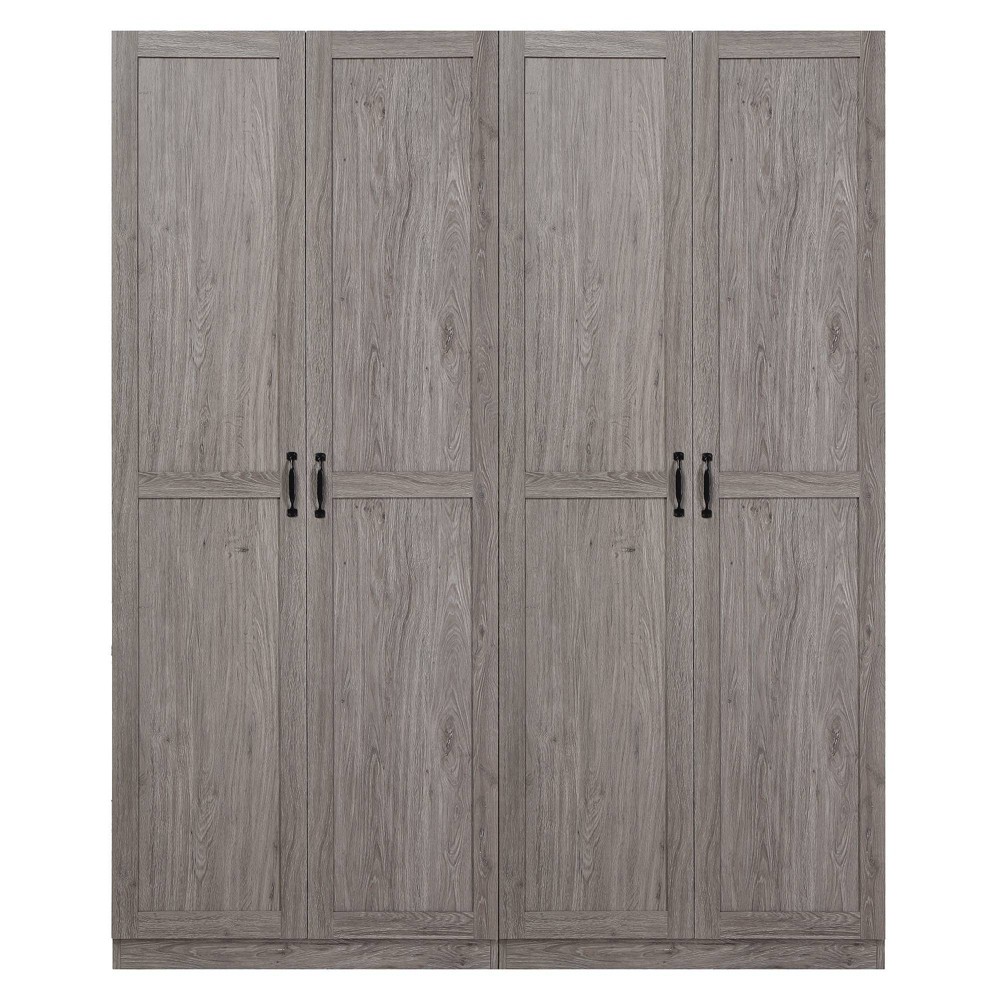 Photos - Wardrobe Set of 2 Hopkins Modern 7 Shelf Freestanding Storage Closets Gray - Manhat