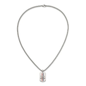 Chisel Stainless Steel Polished Enameled USA and Stars Dog Tag on a 22" Box Chain Necklace - 1 of 4