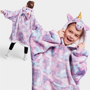 Joyfy Wearable Blanket Hoodie for Kids Adults, Christmas Oversized Flannel Fleece Sweatshirt Blanket, Cozy Blanket Birthday Gift for Family Girls Boys - 1 of 4