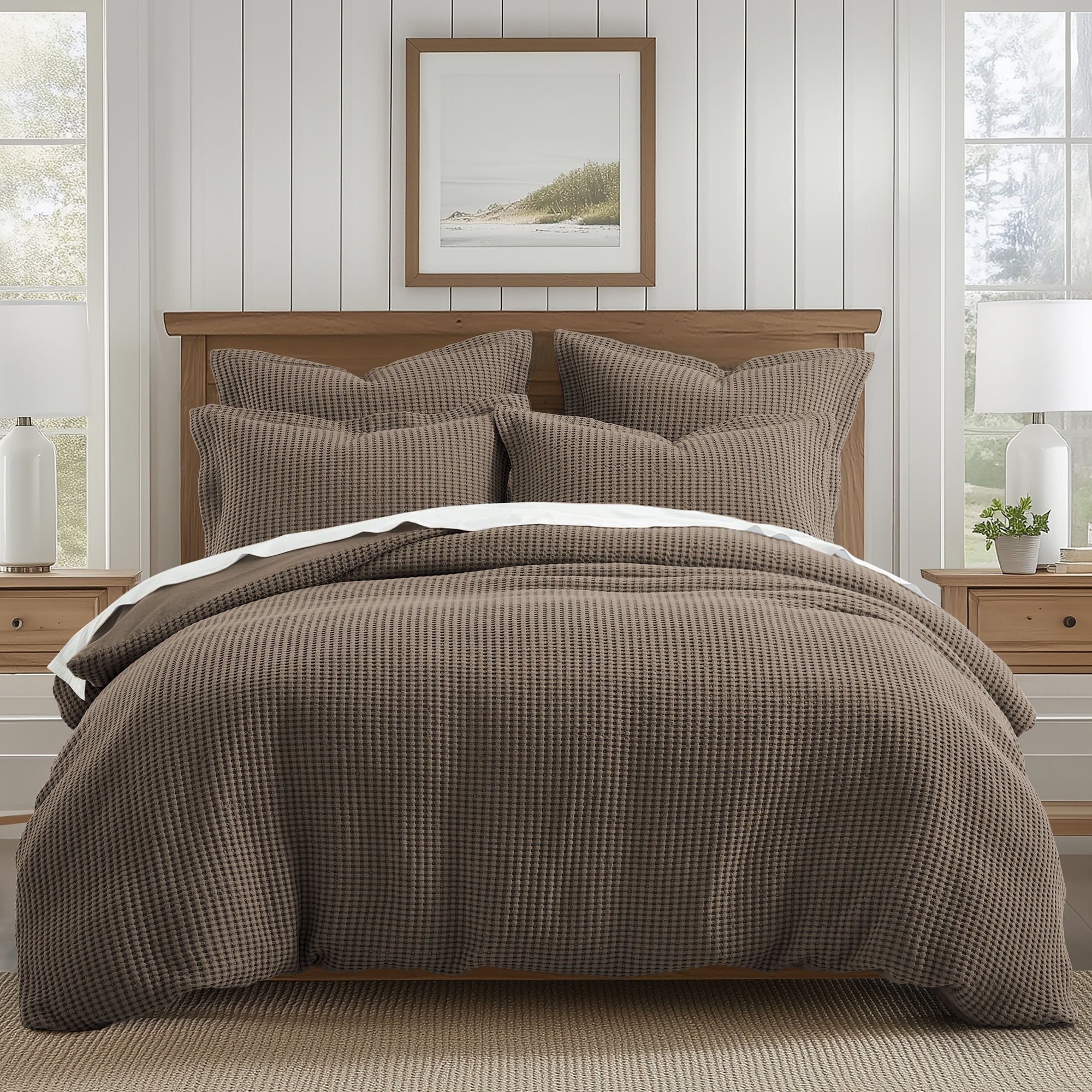 Mills Waffle Latte King/Cal King Duvet Set - Levtex Home