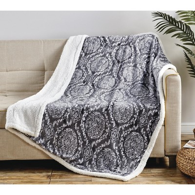 Noble Home Soft & Cozy Faux Shearling Printed Throw Blanket 50' X 60 ...