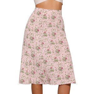 INSPIRE CHIC Women's Print Floral Peasant Elastic Waist A-Line Midi Skirts - 1 of 4