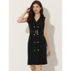 Allegra K Women's Sleeveless V Neck Notched Lapel Double Breasted Belted Work Office Dress - 2 of 4