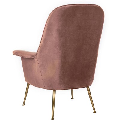 Dusty Rose Velvet Wood Contemporary Accent Arm Chair