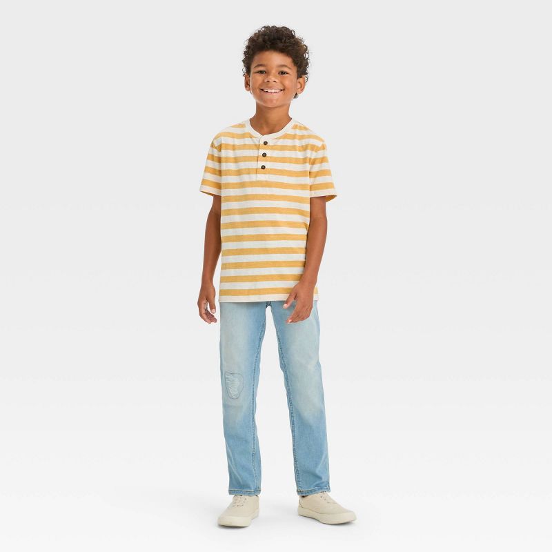 Boys' Short Sleeve Striped Henley Shirt - Cat & Jack™, 4 of 5
