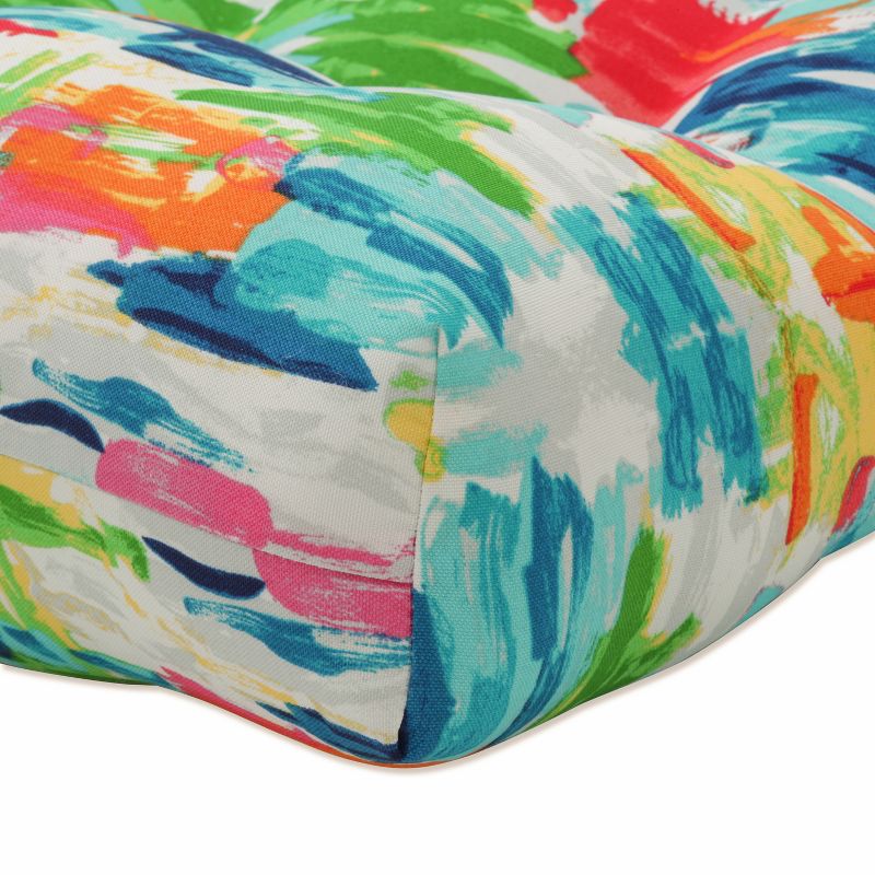 Outdoor/Indoor Tufted Bench/Swing Cushion Abstract Reflections Multi Blue - Pillow Perfect, 3 of 9
