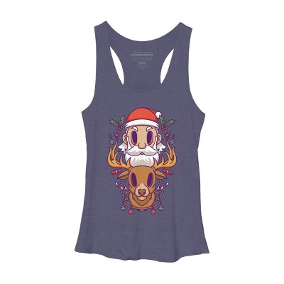 Women's Design By Humans Santa and The Reindeer By PentoolKnight Racerback Tank Top