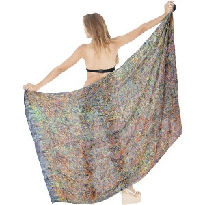 LA LEELA Women's Beachwear Summer Beach Bikini Wraps Sarong Coverups Wrap Skirt Swimsuit Swimwear Swim Cover Up for Women One Size Blue,Floral - 1 of 4
