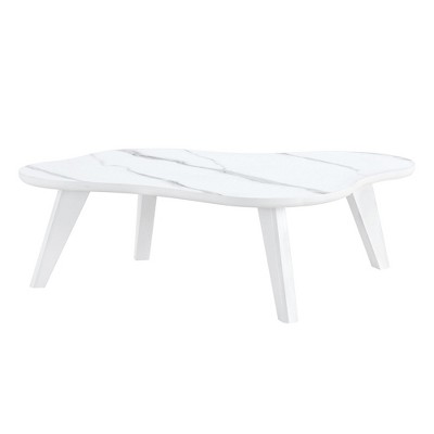 NicBex Cloud Shape Coffee Table with Imitation Marble/Wood Tabletop for Living Room,Dining Room,Bedroom