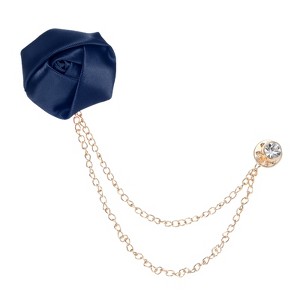 Unique Bargains Cloth Handmade Flower Lapel Pin with Gold Badge Tassel Chain Brooches 1.57 inch 1 Pc - 1 of 4