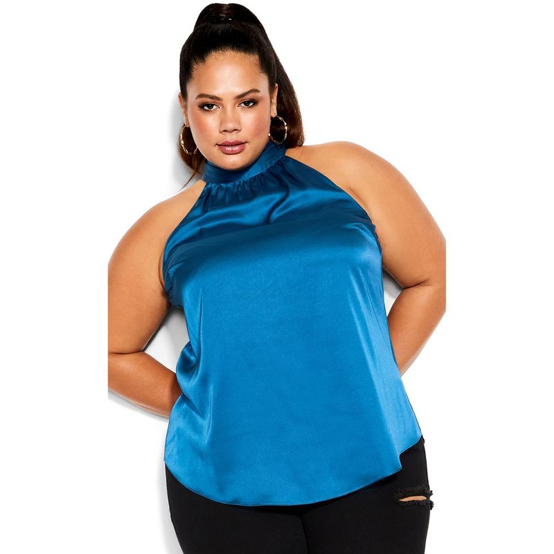 Women's Plus Size Sexy Shine Top - deep teal |   CITY CHIC, 1 of 7