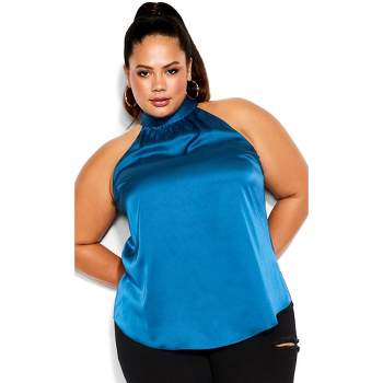 Women's Plus Size Sexy Shine Top - deep teal |   CITY CHIC