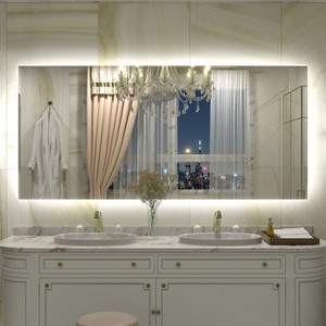 Apmir Super Bright 192 LEDs/m Back LED Lighted Anti-Fog Tempered Glass Bathroom/Vanity Mirror with ETL & 3-Year Warranty - 1 of 4