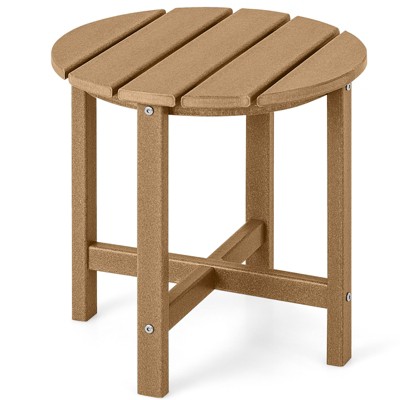 Tangkula 18"Adirondack Side Table Weather Resistant HDPE Garden Patio Brown