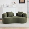 Okak Boneless Cloud Floor Sofa Curved Loveseat with Pillows,Teddy Velvet Fabric Futon Couch for Living Room,Apartments - 3 of 4