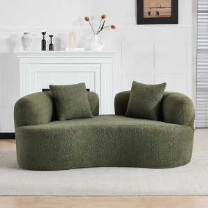 Kumasinova 66.93"Curved Loveseat Sponge Sofa,Boneless Couch with Teddy Velvet Fabric,No-Assembly Compact Sofa for Small Spaces,Apartments - 1 of 4