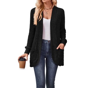 Women's Fashion Cardigan Sweater Lightweight Open Front Long Casual Jacket With Pockets - 1 of 4