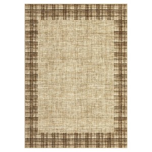 Washable Modern Geometric Bordered Living Room Rugs Soft Low Pile Foldable Carpet for Home Office - 1 of 4