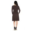 Womens Chic V-Neck Long Sleeve Knee Length A-Line Belted Wrap Dress - 24seven Comfort Apparel™ - 3 of 4