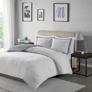Gray Braydon Reversible Stripe Comforter Mini Set Twin