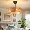 20" Rustic Farmhouse Ceiling Fan with Handwoven Rattan Shade, 3-Light Fixture, 6-Speed Remote for Bedroom, Dining, Cottage, or Loft - 4 of 4