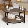 Round Coffee Table for Living Room Rustic Center Table with Storage Shelf Wood Circle Coffee Table with Sturdy Metal Legs, Easy Assembly - 4 of 4