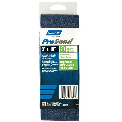Norton ProSand 18 in. L X 3 in. W Zirconia Alumina Cloth Portable Sanding Belt 80 Grit Coarse 2 pk