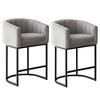 Hyleory Luxury Velvet Bar Stool - Plush Fixed Design with Sleek Curved Metal Legs - 2 of 4