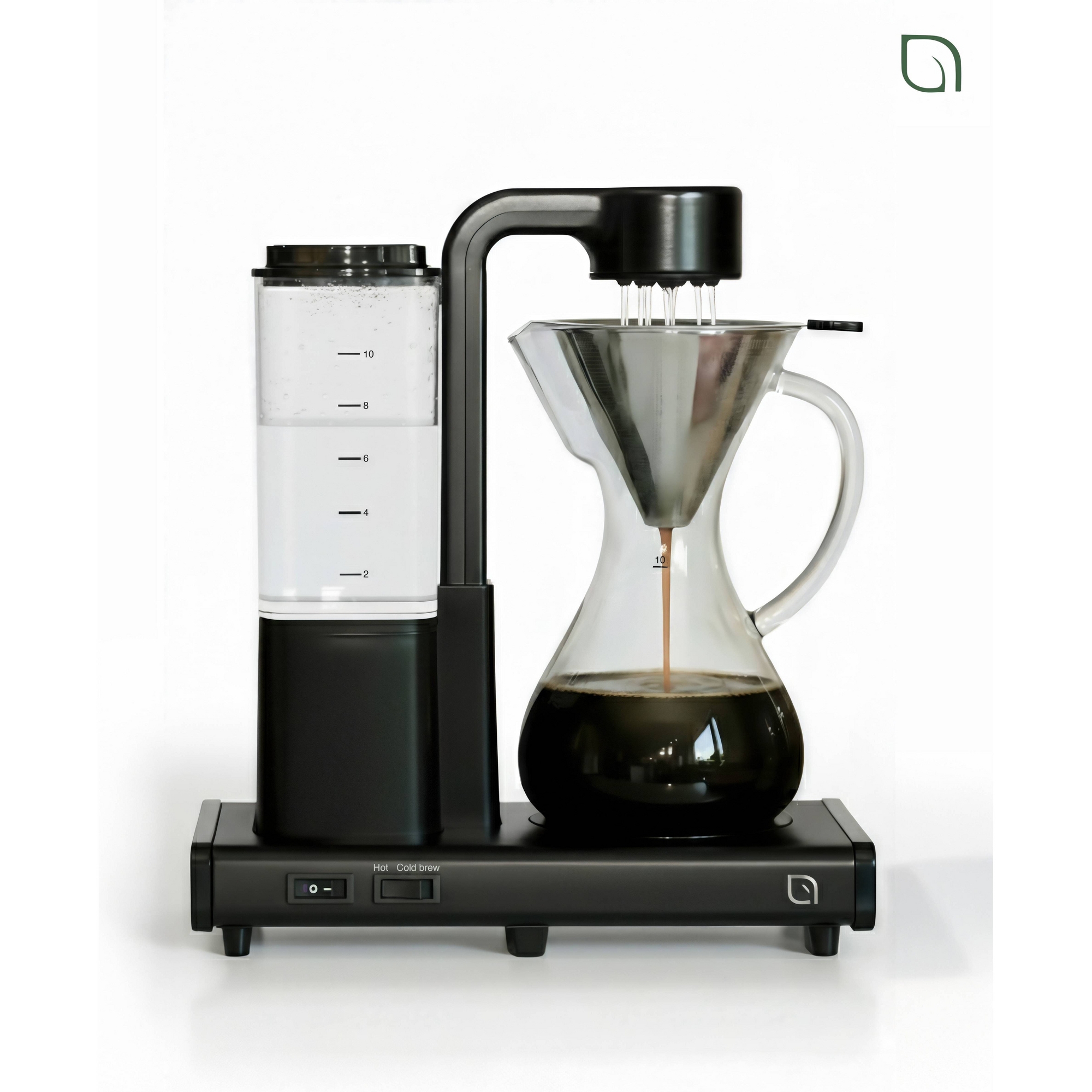 Willow Kitchen Eco Series 10 Cup Pour Over Drip Hot & Iced Coffee Maker Machine with Even Pour Blooming Technology & Auto Drip Stop Black