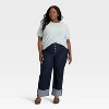 Women's High-Rise Cuffed Straight Leg Jeans - Ava & Viv™ Blue Denim - 3 of 3